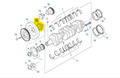 Technical diagram of a mechanical component with labeled parts on a white background
