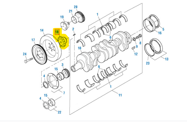 Technical diagram of a mechanical component with labeled parts on a white background